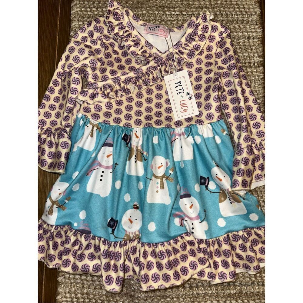 Pete & Lucy Dress Size 12 - 18 months New NWT Christmas Snowman Boutique Soft
